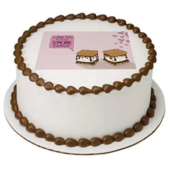 A Little S'more Every Day Valentine's Day Edible Cake Topper Icing Image for 6 Inch Round Cake or Larger {1}