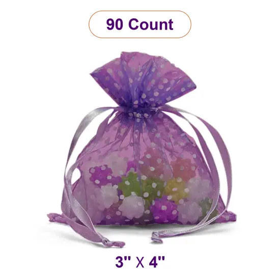 Polka Dot Organza Bag 4" x 5" Practical and Decorative {1}