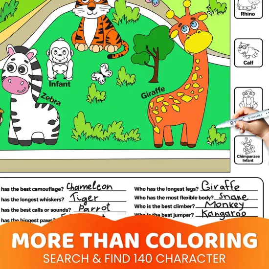 4 Giant Coloring Posters for Kids | Farm, Sea, Zoo & Birds {4}