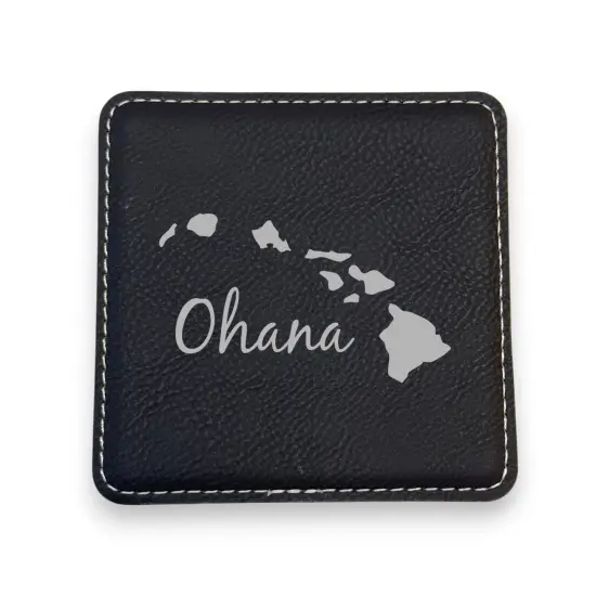 Coaster - Ohana (Family) Hawaii - SET OF 2 - Leather or Stitched Cork Dark Brown/Black {3}