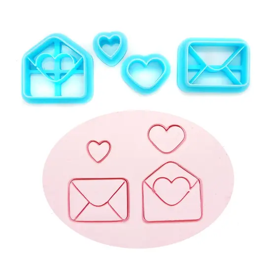 Love Letters Clay Cutter Set, Cute Mini Envelopes with Hearts, 4 pc, Adorabilities {3}
