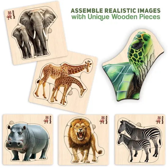 Realistic Wooden Puzzles for Toddlers| Safari Animals {4}
