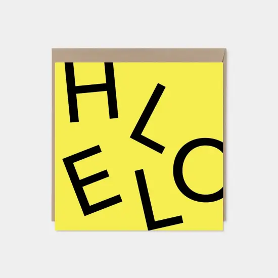 "HELLO" Yellow Square Greeting Card {1}