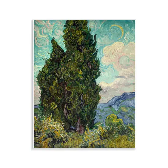 Stupell Industries Van Gogh Cypress Landscape Wall Plaque Art Design by one1000paintings {1}