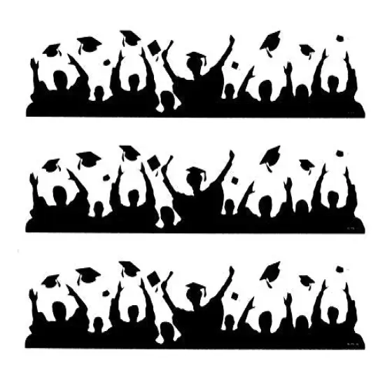 Graduation Silhouette Grad Cap and Gown Edible Designer Prints Cake Border {1}