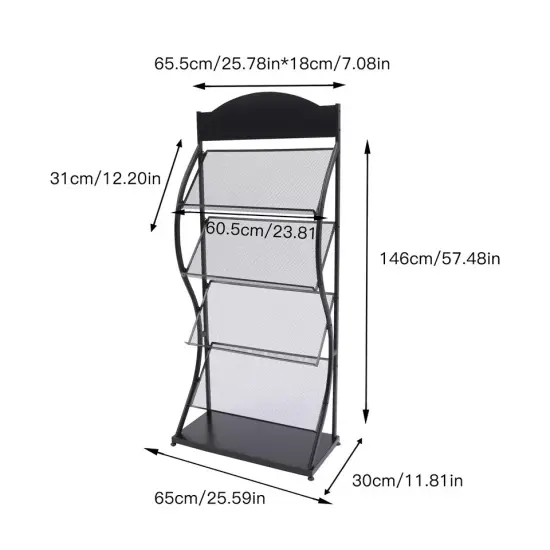 Freestanding Magazine Newspaper Book Rack Office Display Organizer Metal Stand {3}