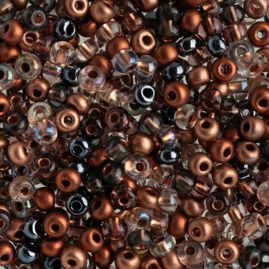 John Bead 6/0 Mixed Czech Glass Seed Beads, 100g Hematite Capri Mix {1}
