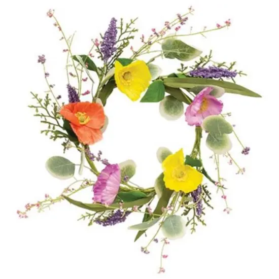 Mixed Poppy & Silver Dollar Wreath {1}