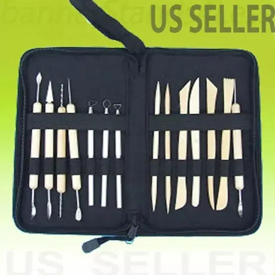 14 pcs Pottery Tool Set Clay Sculpting Modeling Ceramics Art Kit w/ Case Deluxe {1}