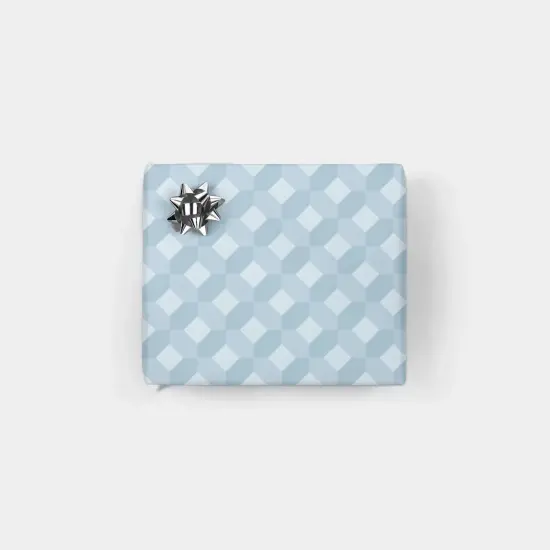 Powder Blue 3D Block Pattern Gift Wrap {1}