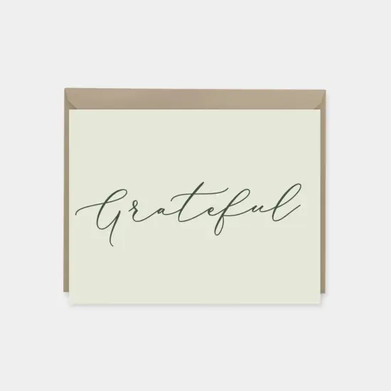 " Grateful" Script Thank You Card {3}