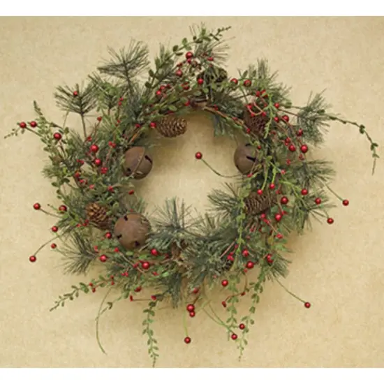 Red Berry Pine Wreath, 21" {1}
