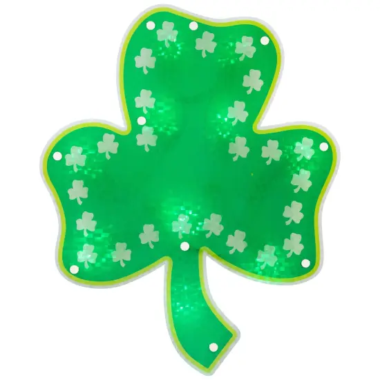 Northlight Lighted Green Shamrock St. Patrick's Day Window Silhouette - 14" - Green LED Lights {3}