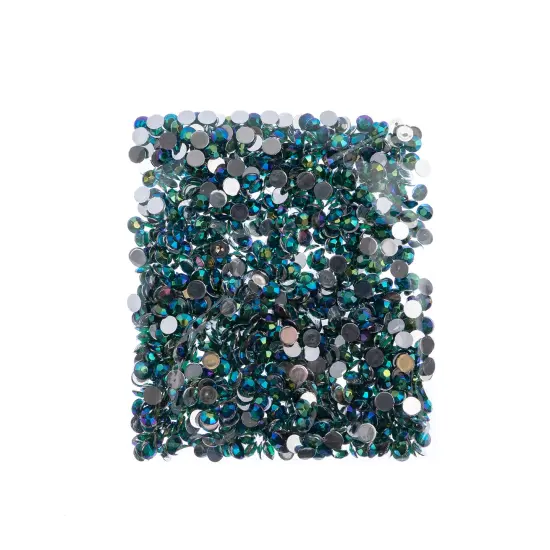 John Bead 6mm (SS28) Round Acrylic Flat Back Rhinestones, 1000pcs Green AB {4}