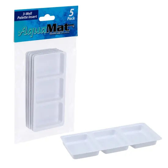 Creative Mark AquaMat 3-Well Palette Insert 5 Pack - Plastic Paint Palette for Artists, Watercolor Tray with 3 Mixing Wells, Easy to Clean, Reusable Paint Mixing Palette for AquaMat Silicone Mat {1}