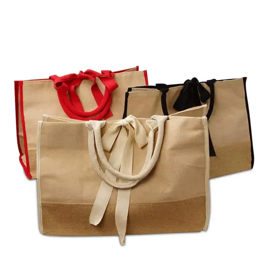 Jute Blend Tote Bag 17.5" x 8.5" x 11.5" Spacious and Durable {2}