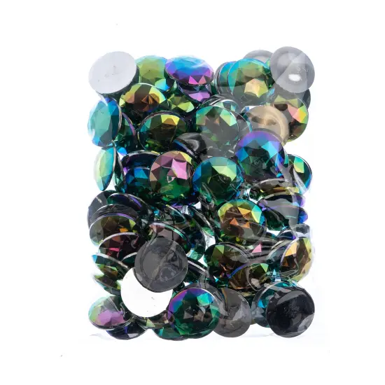John Bead 25mm Round Acrylic Flat Back Rhinestones, 100pcs Green AB {4}
