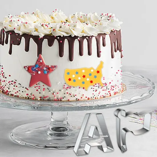 6-Piece Patriotic Metal Cookie Cutter Set - USA, Flag & Map {2}