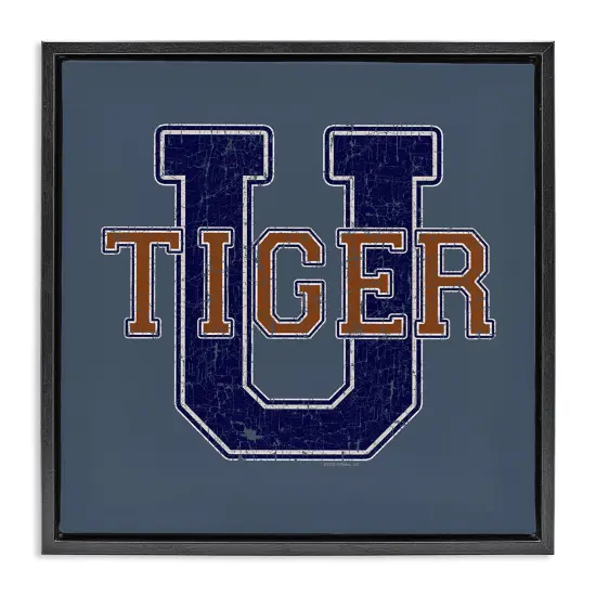 Stupell Industries Varsity Tiger U Vintage Framed Floater Canvas Wall Art Design by Spirit Animals/Life Is High {1}