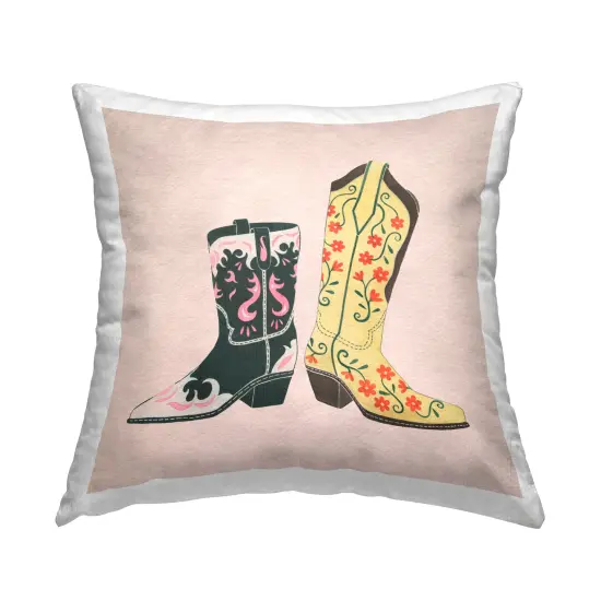 Floral Cowgirl Fashion Design by Grace Popp Throw Pillow  {1}
