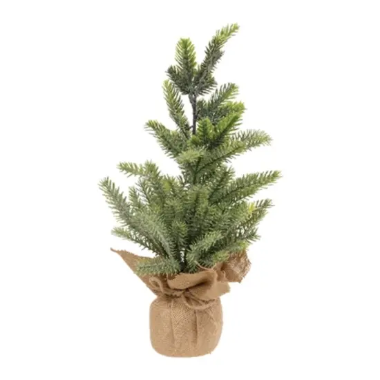Glittered Pine Tree With Burlap Base 15" {1}