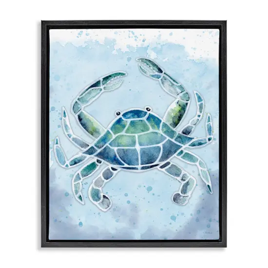 Stupell Industries Stained Glass Crab Framed Floater Canvas Wall Art Design by Patti Bishop {1}