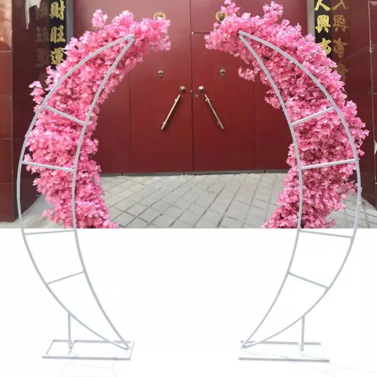 2PC 80IN Crescent Moon Wedding Arch Backdrop Stand Flower Rack Party Event Decor {2}