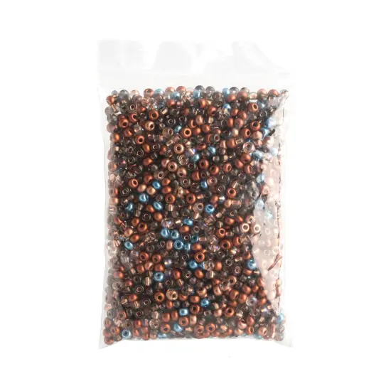 John Bead 6/0 Mixed Czech Glass Seed Beads, 100g Rusty & Blues Mix {4}