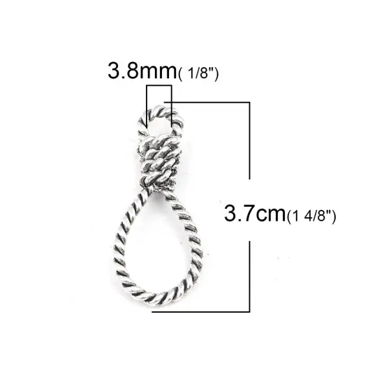 *10* 37x16mm Antique Silver Rope Twist Teardrop Pendants {5}