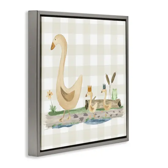 Stupell Industries Ducks on Yellow Plaid Framed Floater Canvas Wall Art Design by Lucille Price {3}