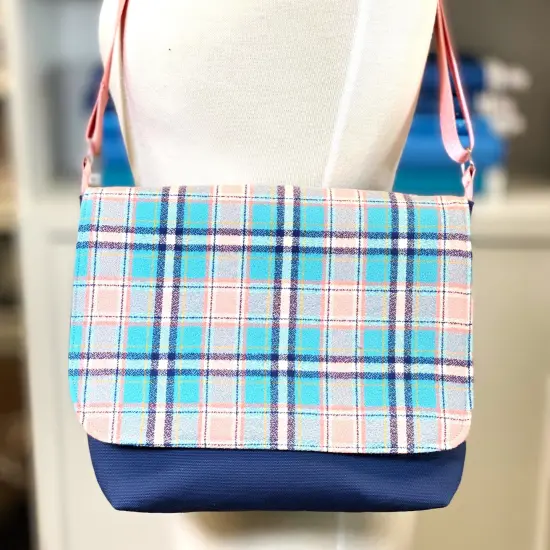 Crosscut Sewing Co.&reg; Messenger Bag Sewing Project Kit for Beginners Plaid flannel {4}