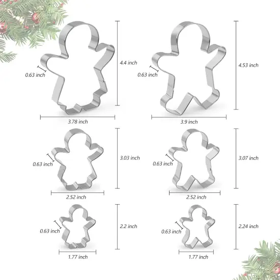 6-Piece Gingerbread Man Cutter Set - Family Boy & Girl Shapes {3}