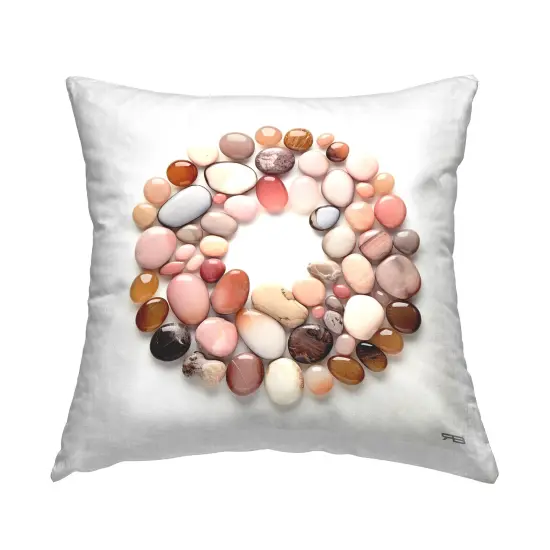 Natural Pebbles in Circle Design by RB Throw Pillow  {1}