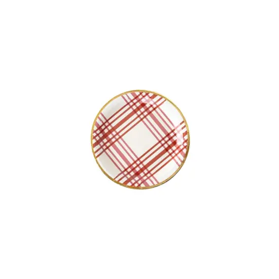 Harvest Plaid 9" Paper Plates - Burnt Orange with Gold Foil for Fall {3}