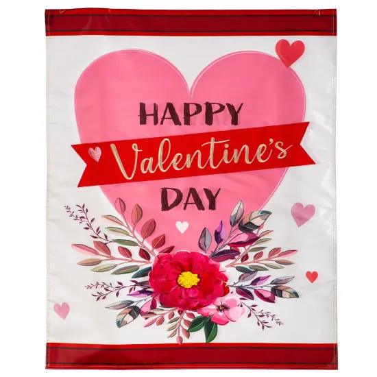 Happy Valentine's Day Heart and Floral Banner 2 Sided {1}