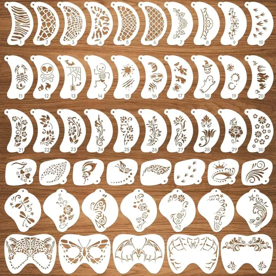 50 Pcs Face Paint Stencils Set {1}