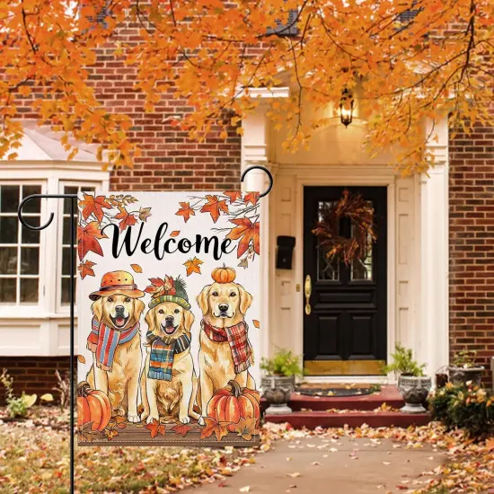Welcome Fall Golden Retriever Dog Yard Flag(Fall Dogs) {1}