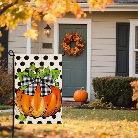 Hello Fall Pumpkin Garden Yard Flag 12x18 Inch {3}