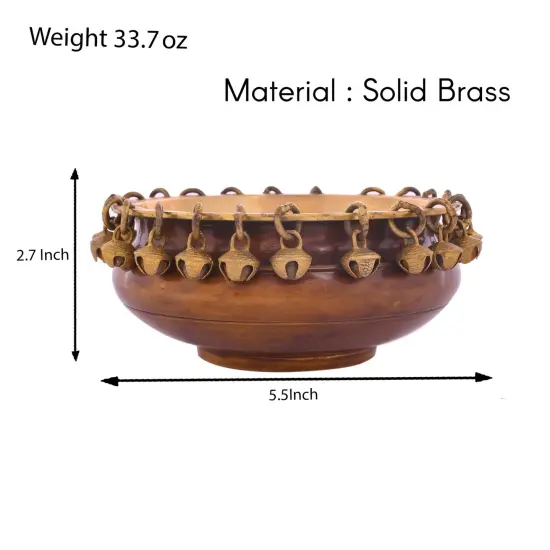 LOVENSPIRE Brass Urli Bowl with Ghungroo 2.7 Inch Indian Ethnic Urli Bowls for Floating Flowers Tea Light Candles Home Office Pooja Room Diwali Decor Showpiece Housewarming Gift {4}