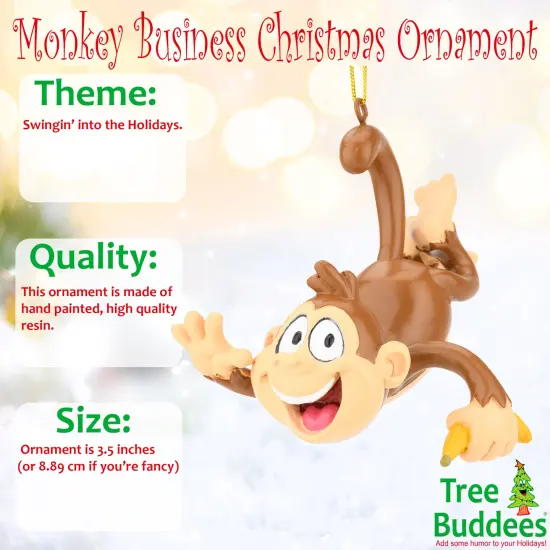 Monkey Business Funny Christmas Ornament {2}