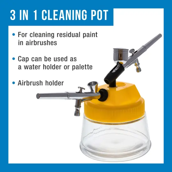 Deluxe Airbrush Cleaning Kit - Includes a 3 in 1 Airbrush Clean Pot, 2 - 4oz Bottles of Cleaning Solution & Cleaning Tool Kit {6}