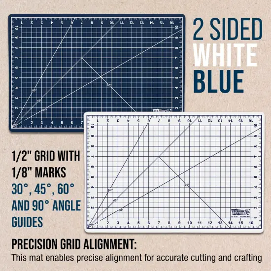 12" x 18" Self-Healing Cutting Mat 5-Ply - Double-Sided White/Blue Craft Mat, Non-Slip Cutting Mats for Crafts, Sewing, Quilting, Scrapbooking {3}
