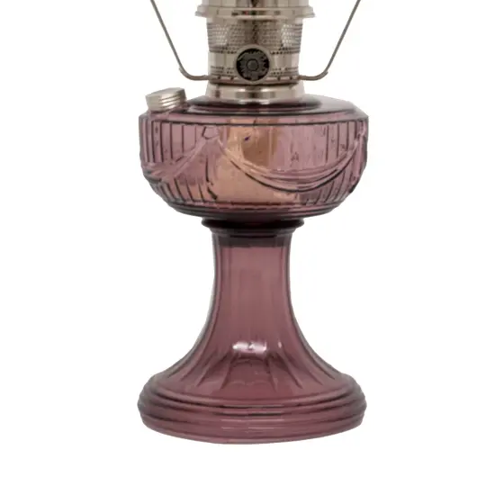 Aladdin Amethyst Lincoln Drape Table Oil Lamp with Rose Shade and Nickel Trim, Classic Vintage Design and Bright Illumination {4}