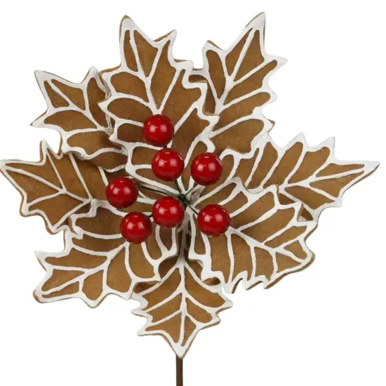 14" Gingerbread Poinsettia Stem {2}