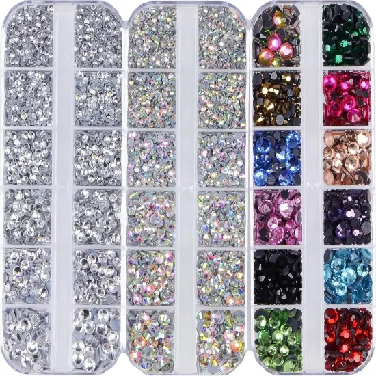 9500+ Flatback Round Rhinestones - 12-Colors and Clear Crystal {5}