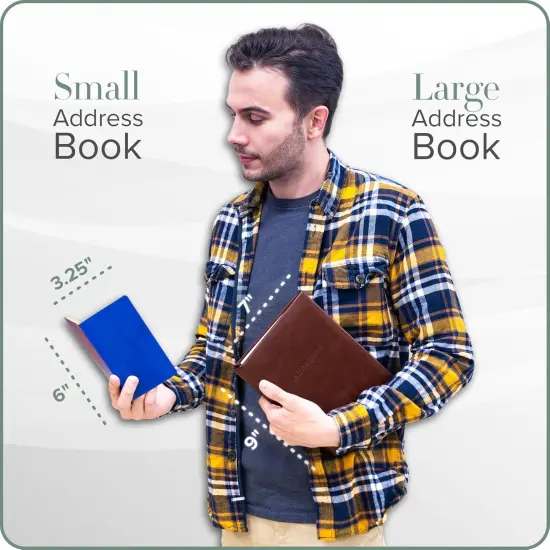 Gallery Leather Large Address Book with Alphabetical Tabs up to 480 records, Leather Notebook Hardcover, Telephone and Address Books - 9x7, Acadia Green {7}