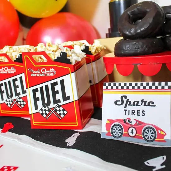 4E's Novelty 24 Race Car Popcorn Boxes w/ 24 Checkered Flags - Car Themed Party Decorations & Supplies {2}