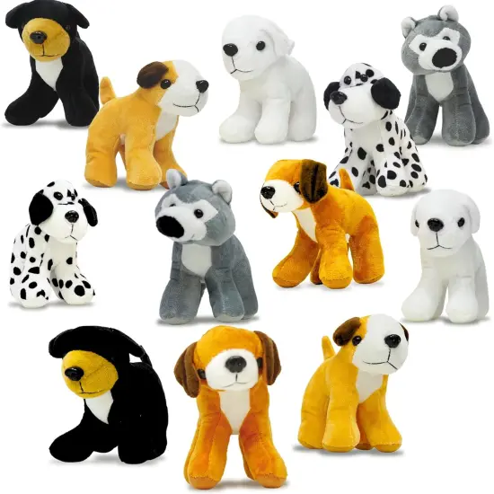 4E's Novelty 12 Pack Assorted Stuffed Dogs - 5&rsquo;&rsquo; Small Plush Animals in 6 Designs, Dog Themed Party Favors {1}
