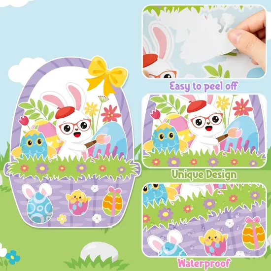 Easter Basket Scene Stickers - 12 Sets of Easter Theme Basket Stuffers Art Craft Kit {3}
