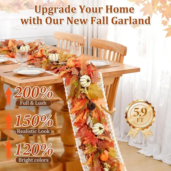 1 Pack 5.9 Ft Fall Leaves Garland {2}